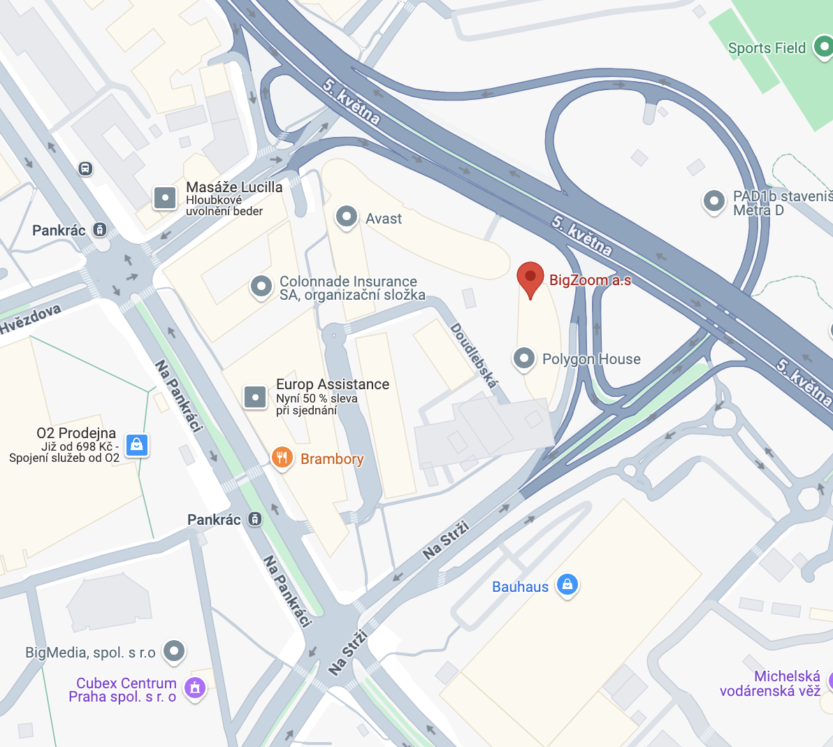 Mapa se sídlem provozovatele